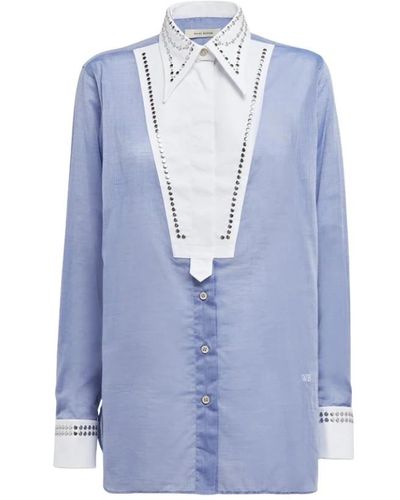 Wales Bonner Camisa italiana de algodón ligero - Azul