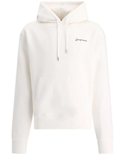 Jacquemus Sweatshirts,bestickter bio-baumwoll-hoodie - Weiß