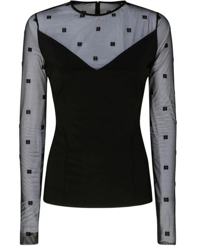 Givenchy Blusa de tul plumetis transparente - Negro