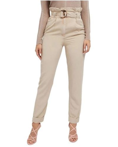 Guess Cintina Slim-Fit Hose mit hoher Taille - Natur