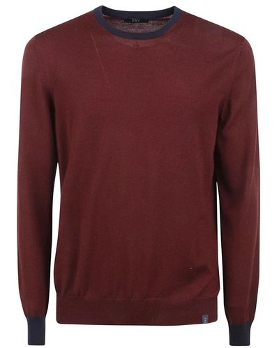 Fay Merinowollpullover mit patches - Rot