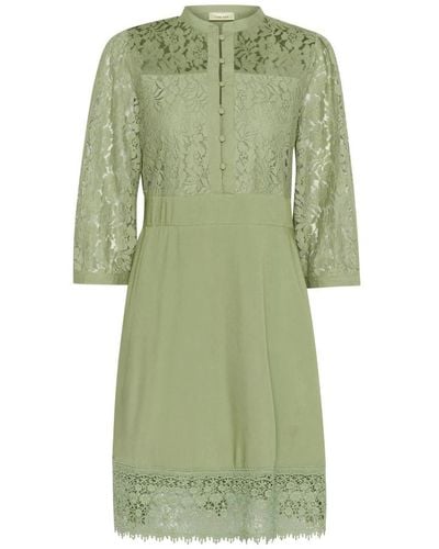 Cream Short Dresses - Green