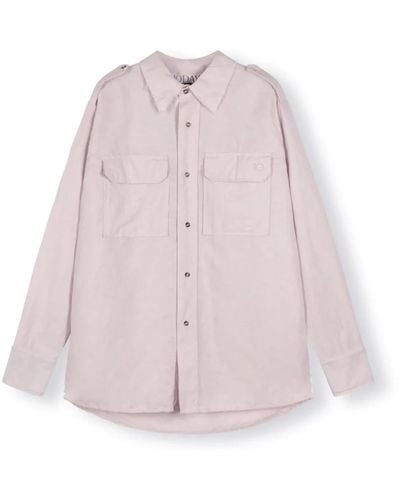 10Days Gewaschenes leinenhemd in blass lila - Pink
