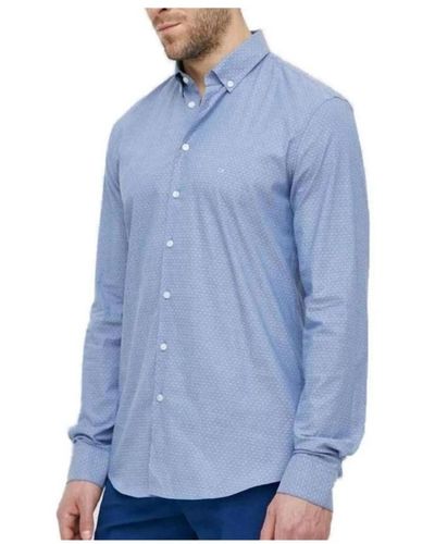 Calvin Klein Blaues geometrisches button-up hemd