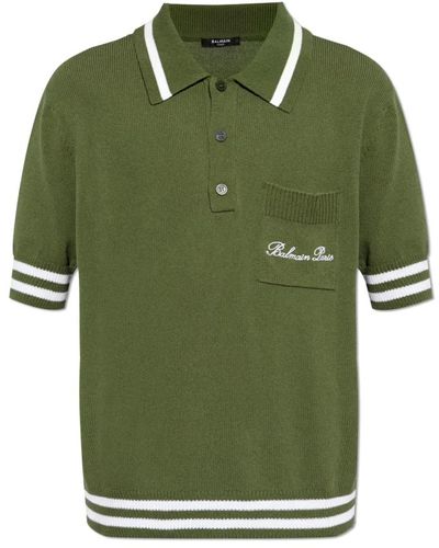 Balmain Poloshirt mit tasche - Grün