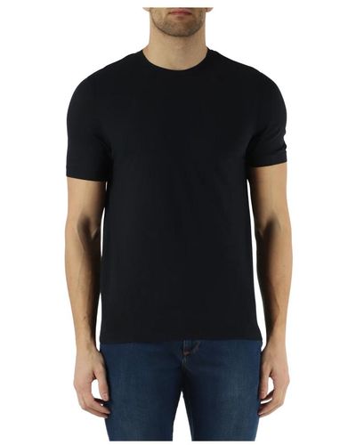 Alpha Studio T-shirt girocollo in cotone stretch - Nero