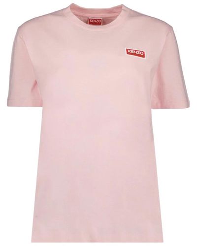 KENZO T-shirt in cotone con stampa logo - Rosa