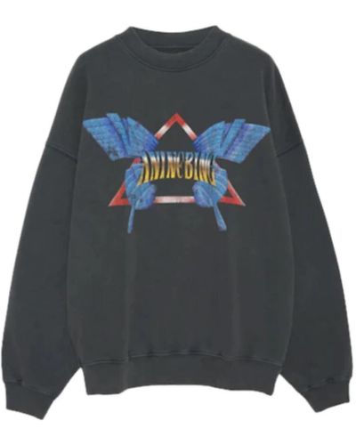 Anine Bing Crew butterfly sweatshirt - gewaschenes schwarz - Grau