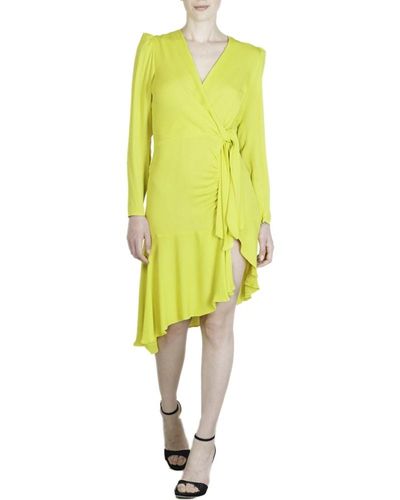 Elisabetta Franchi Asymmetrisches v-ausschnitt viskosekleid - Gelb