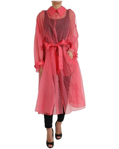 Dolce & Gabbana Elegante giacca lunga in seta rosa - Rosso