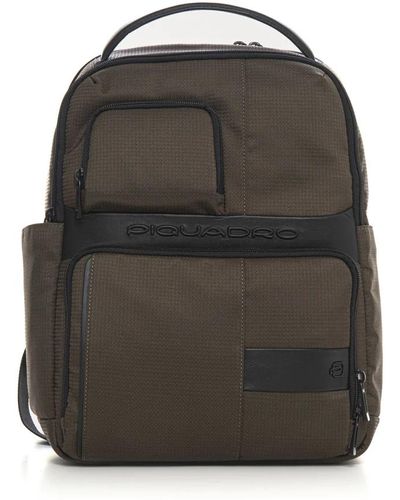 Piquadro Nylon leder rucksack mit laptopfach,stylischer ca6238w129 rucksack - Schwarz