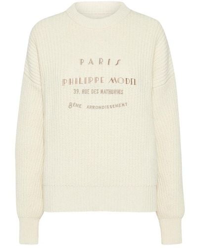Philippe Model Jersey de lana vintage cuello redondo - Blanco