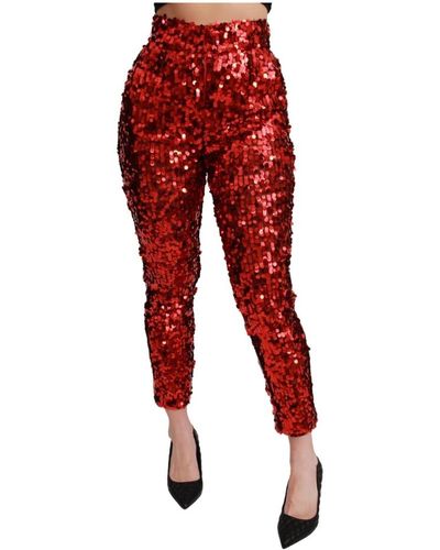 Dolce & Gabbana Pantaloni per pantaloni a crociera con paillettes - Rosso