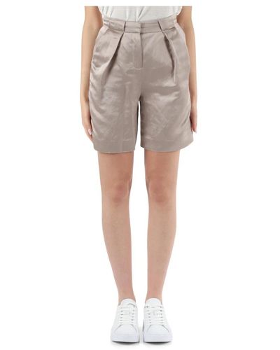 Calvin Klein Shorts in satin e lino - Grigio