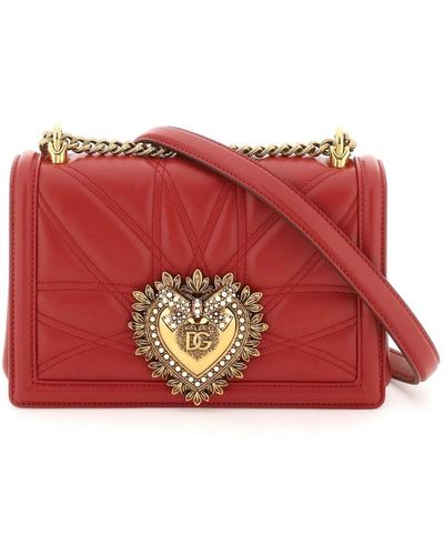 Dolce & Gabbana Mittelgroße devotion-tasche aus gestepptem nappaleder - Rot
