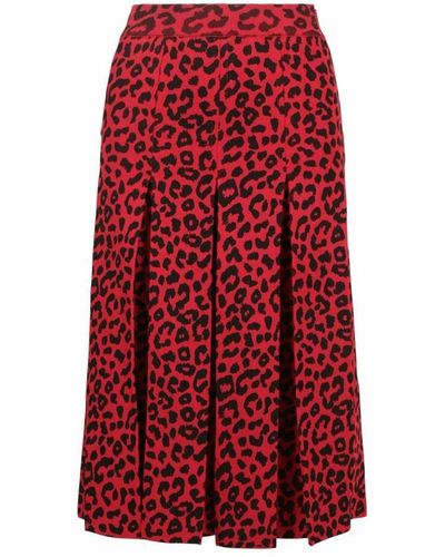 Gucci Leopard print silk skirt - Rojo