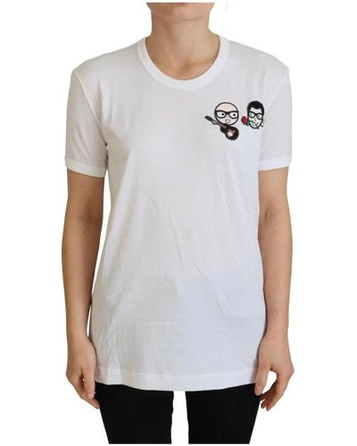 Dolce & Gabbana Cotton T-shirt With Designers' Patches - White
