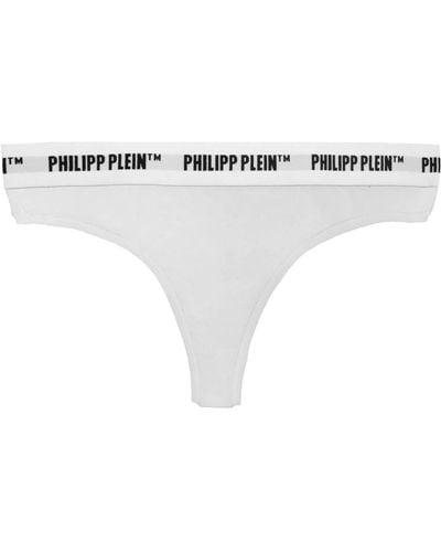 Philipp Plein Conjunto de tangas de algodón para mujeres - Blanco