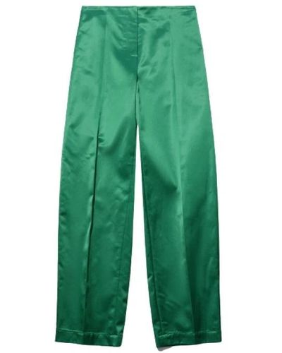 Erika Cavallini Semi Couture Pantalón helen con acabado brillante - Verde