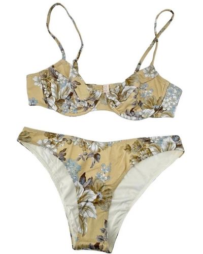 Mc2 Saint Barth Bikini balconette floral marfil/beige - Metálico