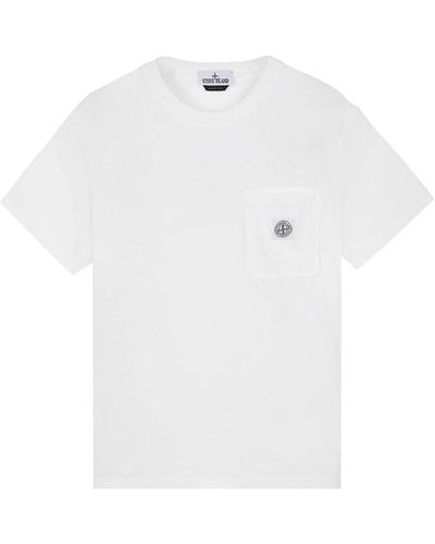 Stone Island Kurzarm 'fissato' behandlung t-shirt - Weiß