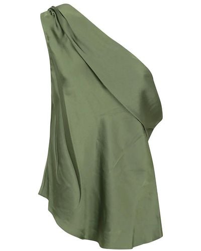 Jonathan Simkhai Nori top a spalla unica drappeggiato - Verde