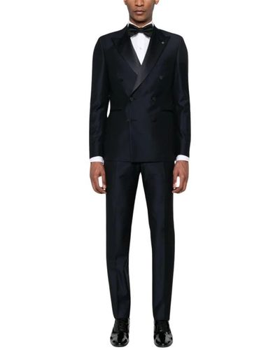 Tagliatore Double Breasted Suits - Black