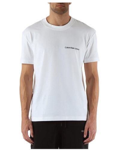 Calvin Klein Baumwoll logo geprägtes t-shirt - Weiß