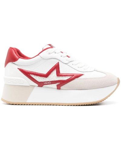 Liu Jo Flash dreamy glitter sneakers blanco rojo - Rosa