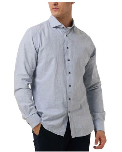 Profuomo Cutaway hemd baumwolle leinen - Grau