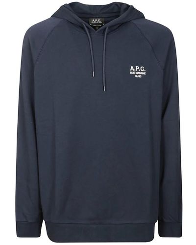A.P.C. Verstellbarer Lace Hoodie mit Gesticktem Logo - Blau