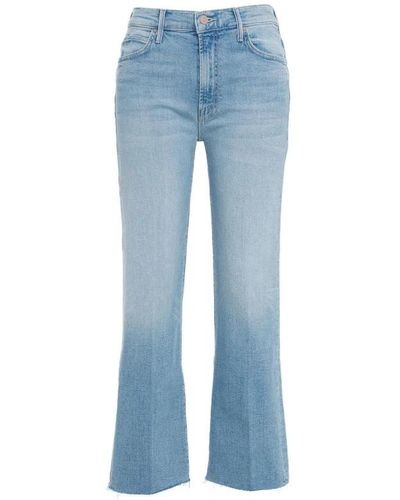 Mother Jeans mit weitem bein und ausgefranstem saum - Blau