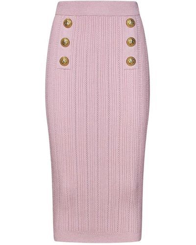 Balmain Midi Skirts - Pink