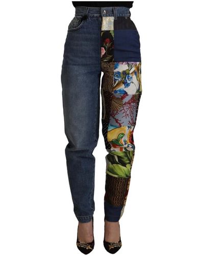 Dolce & Gabbana Jeans relaxed patchwork jacquard blu