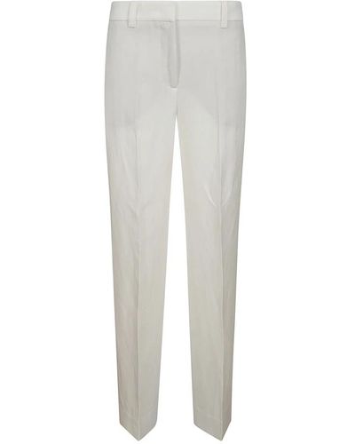 Incotex Pantalones blancos de lino de talle alto - Gris