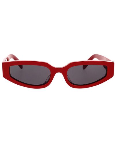 Celine Geometrische sonnenbrille mit rotem acetatrahmen und grauen organischen gläsern,sunglasses,triomphe large sonnenbrille