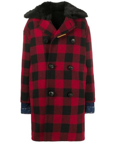 DSquared² Double-Breasted Coats - Red