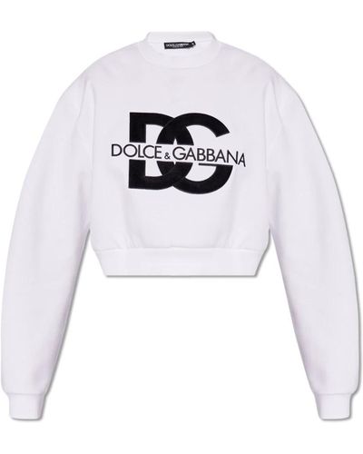 Dolce & Gabbana Gekürzter sweatshirt mit logo - Weiß