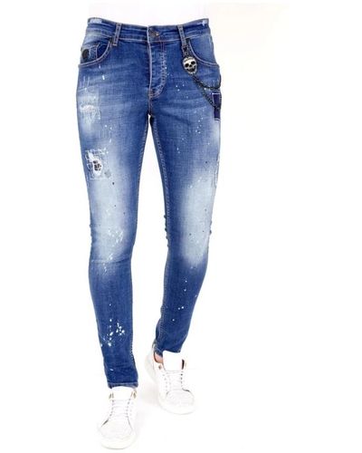 Local Fanatic Jeans mit verblichenen spritzern - 1035 - Blau
