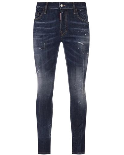 DSquared² Blaue skater-jeans mit used-look