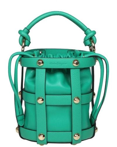 Ferragamo Emerald ss23 eimer tasche rucksack - Grün