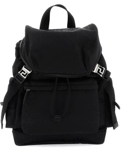 Versace Schwarzer allover-logo-rucksack