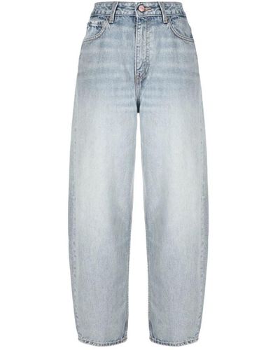 Ganni Jeans a vita alta in cotone organico - Blu