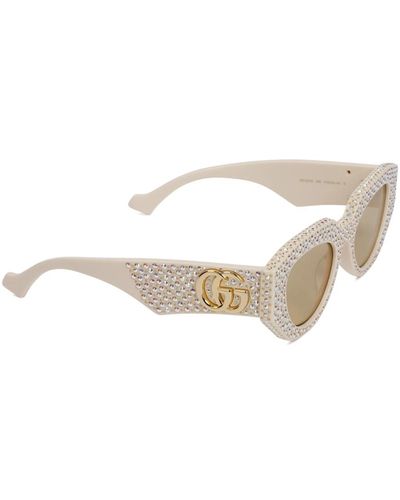 Gucci Kristall sonnenbrille - Weiß