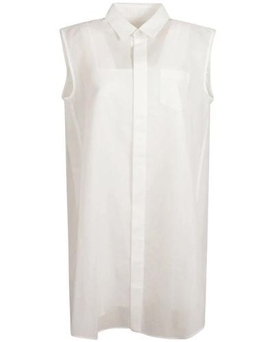 Sacai Shirt Dresses - White