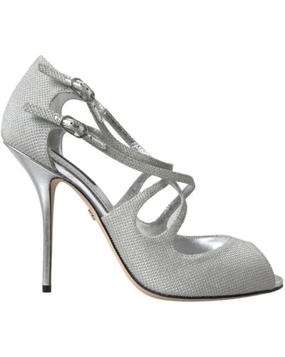 Dolce & Gabbana Silberne glänzende high-heeled sandalen - Grau
