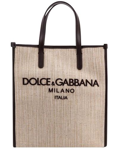 Dolce & Gabbana Canvas tote tasche mit logo print - Natur