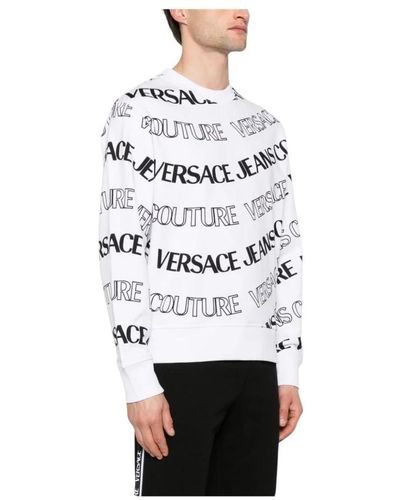 Versace Weiße fleece pullover mit pr monogramm