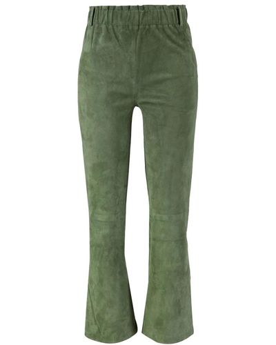 Arma Pantaloni in pelle scamosciata elasticizzati a gamba larga - Verde