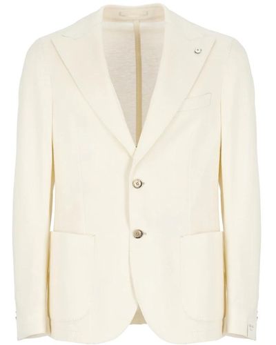 Lubiam Ivory giacca lino cotone rever peak - Bianco